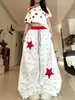 Pantalones Casuales de Diseño de Estrellas en Bloques de Color de Verano Estilo Nicho para Mujer, Nuevo Estilo de Verano, Adelgazantes, Delgados, Pierna Ancha, Pantalones Sueltos