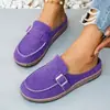 Meia-sapatilha Casual Outdoor Cruzada de Camurça Sintética Fosca com Bico Fechado para Mulheres, Fivela de Metal, Solado Grosso, Estilo Birkenstock, Chinelo Slip-On