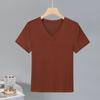 Top de Malha Lyocell Tencel Lã de Alta Qualidade Básico Ombro Direito Efeito Emagrecedor Máscara de Nuvem Camiseta de Manga Curta para Mulheres Verão