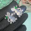 Nuevos Pendientes de Calabaza de Calcedonia Micro-incrustada de Estilo Chino Estilo Nacional Exquisitos y Pequeños Cobre Chapado en Oro Real Sensación Premium Anillo de Pendiente de Uña para Oreja S925