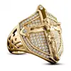 Huajie deseo cruzado joyería popular anillo escudo dorado cultura occidental anillo creativo para hombre