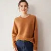 Suéter holgado de punto fino 100% cachemir, estilo coreano, engrosado, suave, para mujer, cuello redondo, manga raglán, adelgazante