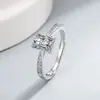 Anillo de Moissanita Cuadrado para Mujer de Venta Caliente en Corea y Japón Anillo Ajustable con Microincrustaciones Eternas Directo del Fabricante Mayorista