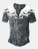 Roupas Masculinas Transfronteiriças Amazon 25 Camisas Henley de Manga Curta Europeias e Americanas Série Halloween Estampada Henley Casual com 7 Botões