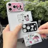 Capa fofa de gato KT adequada para Apple 17P/17PM/18P/18PM, cartoon com glitter, anti-queda, capa completa com protetor de lente