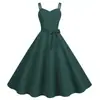 Foto real en stock 2023 Amazon francés verano venta caliente sexy tirantes retro estilo Hepburn vestido acampanado