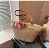 Bolsa de grande capacidade feminina primavera e verão 2025 nova bolsa de palha trançada de um ombro casual bolsa de praia para férias à beira-mar