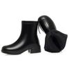 Botines de media altura para mujer, zapatos de algodón con forro polar, otoño e invierno, botas de tacón grueso y punta cuadrada, terciopelo fino, negro, cálidas, para mujeres de mediana edad y mayores