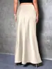 2026 Amazon Europeu e Americano Transfronteiriço Moda Feminina Elegante Cintura Alta Feminina Cor Sólida Extra Longo Cetim Cauda de Peixe Saia Outono e Inverno