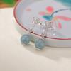 Pendientes elegantes de plata de ley S925 con jade azul, estilo chino, retro, con cuentas redondas de Ruyi Pipa y cuentas de la suerte