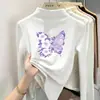 Blusa térmica infantil com forro de fleece escovado de manga longa para outono e inverno 2026, blusa de outono feminina com forro de fleece e gola semi-alta