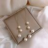 Pendientes largos elegantes de plata de ley 925 de Dongdaemun, estilo coreano, con borlas y perlas colgantes para mujer.