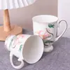 Taza de Agua para Té de Porcelana de Hueso Tangshan con Pie Alto Hogareña Creativa para Té de la Tarde Café Cerámica Taza Simple Publicidad Regalo
