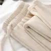 Pantalones de Arroz Glutinoso Gris Oscuro para Mujer, Nuevo Invierno Cintura Alta Holgados Rectos Casual Versátil Tejido de Punto Pierna Ancha Largos A8287