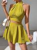 En stock Comercio Exterior 1688 Alibaba Más Vendido Verano para Mujer Europea y Americana Color Sólido Camisola Pantalones Cortos Traje