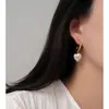 Flotador Flotante Twist Francés Colgante de Corazón de Metal Aretes de Círculo para Mujer Aretes Elegantes de Corazón Retro