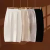 Saia de Tricô com Ponto Trançado Outono e Inverno 100% Lã Feminina Comprimento Médio Cintura Elástica Reta Casual Versátil Saia de Tricô com Ponto Trançado