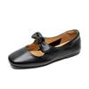 Zapatos Mary Jane Muy Suaves y No Abrasivos Estilo Egg Roll Otoño 2025 Planos con Moño de Cuero Genuino Suela Suave para Mujer Tallas Grandes y Pequeñas