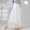 Calça de Dança Clássica, Traje de Performance para Dança Chinesa, Calça Saia Ampla de Camada Dupla Fluida com Amarração, Conjunto Falso de Duas Peças para Prática de Dança