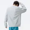 Camiseta Deportiva de Manga Larga con Patrón de Gofre, Secado Rápido para Exteriores, Nueva Colección Otoño 2026 para Parejas, Corte Holgado, Cuello Redondo, Patchwork