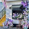 Jardim de Monet ins Paisagem Combinação Flor Cachoeira Parede Arte Floral Beleza Janela Café Exterior Cartão de Canto Celebridade Cibernética