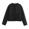 Chaqueta Negra Bordada con Flores para Mujer Estilo Europeo y Americano Otoño 2025 82772
