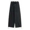 Pantalones Casuales de Pierna Ancha Sueltos, Diseño Desconstruido con Doble Cintura, Estilo Retro Americano para Hombres y Mujeres, Lavados Largos