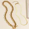 2025 Transfronterizo Amazon Nueva Cadena de Serpiente Doble Capa Cadena Cubana Hebilla de Otón Collar Apilado de Moda Creativo Accesorios Elegantes