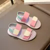 Sandalias para Niña 2024 Primavera/Verano Nuevas de Moda Sandalias de Punta Abierta Coreanas Camuflaje Zapatos de Playa para Niños Medianos y Grandes Sandalias de Suela Suave