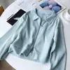 Chaqueta Corta de Algodón Waffe para Mujer Otoño Estilo Coreano Nuevo Diseño Holgado Doble Cremallera Superior Cardigan Casual de Moda