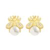 Cao Shi aretes coreanos compactos simples diseño nicho femenino aretes de perla de imitación de abeja Primavera 2022 Nuevo