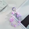 Corrente de Celular Pequena com Contas e Design de Laço 3D, Coração e Estrela, Corrente de Celular Curta Feita à Mão com Contas e Alça