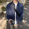 Camisa de Mezclilla Azul Manga Larga Niños Primavera y Otoño 2025 Nueva Versátil Diaria Chaqueta Top Camisa Color Sólido