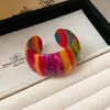 Pulsera Abierta de Acetato Colorida Transfronteriza Europea y Americana Dulce Fresca Exagerada Joyería de Lujo Ligero de Gama Alta para Mujeres