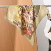 Pañuelo pequeño cuadrado de algodón y lino con estampado de espiga estilo "old money", pañuelo para la cabeza tipo terciopelo sedoso, chal protector solar para el cuello para mujer
