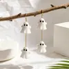 Pendientes Largos Y2K Dulces y Frescos de Fantasma Doble Capa Colgantes Hacen que la Cara Parezca Más Pequeña Mismo Estilo que las Celebridades de Internet Pendientes para Fiesta de Halloween para Mujeres