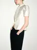 Aliexpress 2026 Blusa de Gola Alta com Manga Bufante Estilo Europeu e Americano, Blusa Curta Elegante Estilo Socialite com Gola Alta Vintage