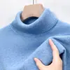 Tricô Masculino Outono e Inverno Gola Dupla Simples Casual Cor Pura Quente Peça Básica Masculina Gola Alta Grossa