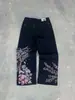 Jeans de Pierna Recta de Estilo Callejero Retro Americano Transfronterizos Europeos y Americanos, Tendencia de Mezclilla con Estampado de Letras, Personalidad Holgada, Costa Oeste