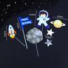 Decoración para Pastel de Horno Astronauta Espacial Letras Láser Cumpleaños Globo Estéreo para Insertar Avión Adornos de Estrella