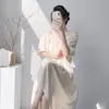 Novo Pijama de Seda de Algodão 2026 para Mulheres, Manga Curta de Verão, Tamanho Grande, Vestido Longo Liso com Bojos, Adequado para Primavera e Outono, Pode Ser Usado Fora de Casa como Roupa de Casa