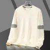 Camiseta de Manga Comprida para Primavera e Outono Masculina Gola Redonda Pulôver Solto Novo Hoodie de Início de Outono Roupa Casual Versátil Masculina