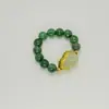 Anel de Ágata Grama d'Água Verde, Anel de Contas com Fio Elástico Peça Única, Pedra Natural Cristal Verde, Cristal de Cabelo Verde, Cristal de Cabelo Verde Natural