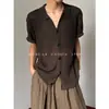Camisa Polo Tejido de Punto Manga Corta Hombre Cuello Solapa Hueco Cárdigan Estilo Retro Old Money Camiseta Verano Transfronterizo Fábrica Venta al por Mayor