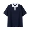 Comercio Exterior Amazon Europeo y Americano 240g Grueso Libra Estilo Preppy Contraste Media Cremallera Marca de Moda Cuello Camisero Manga Corta Camisa Polo en Stock