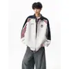 Cardigan Bloco de Cores Tendência Outono 2026 Nova Marca de Moda Jaqueta Gola Alta Unissex Moletom Esportivo Solto Retrô