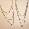 Collar colgante de perlas multicapa transfronterizo europeo y americano, cadena para la clavícula estilo ins coreano, collar de diseño de nicho para mujer