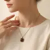 Collar de Acero de Titanio con Piedra Ojo de Tigre para Mujer, Apilable, Cadena para Clavícula de Lujo Nicho Joyería al por Mayor