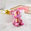 Oso Violento Oso de Colores Llavero Muñeco de Dibujos Animados Colgante de Llavero Acrílico Llavero Colgante para Bolso de Pareja