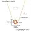 Conjunto Misterioso de Colar, Pulseira e Anel de Girassol com Zircônia, Design Elegante, Feito de Aço Inoxidável e Ouro 18K, Versátil para Uso Internacional